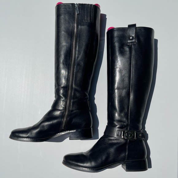 MICHAEL KORS BLACK SILVER TALL RIDING BOOTS - Picture 8 of 10